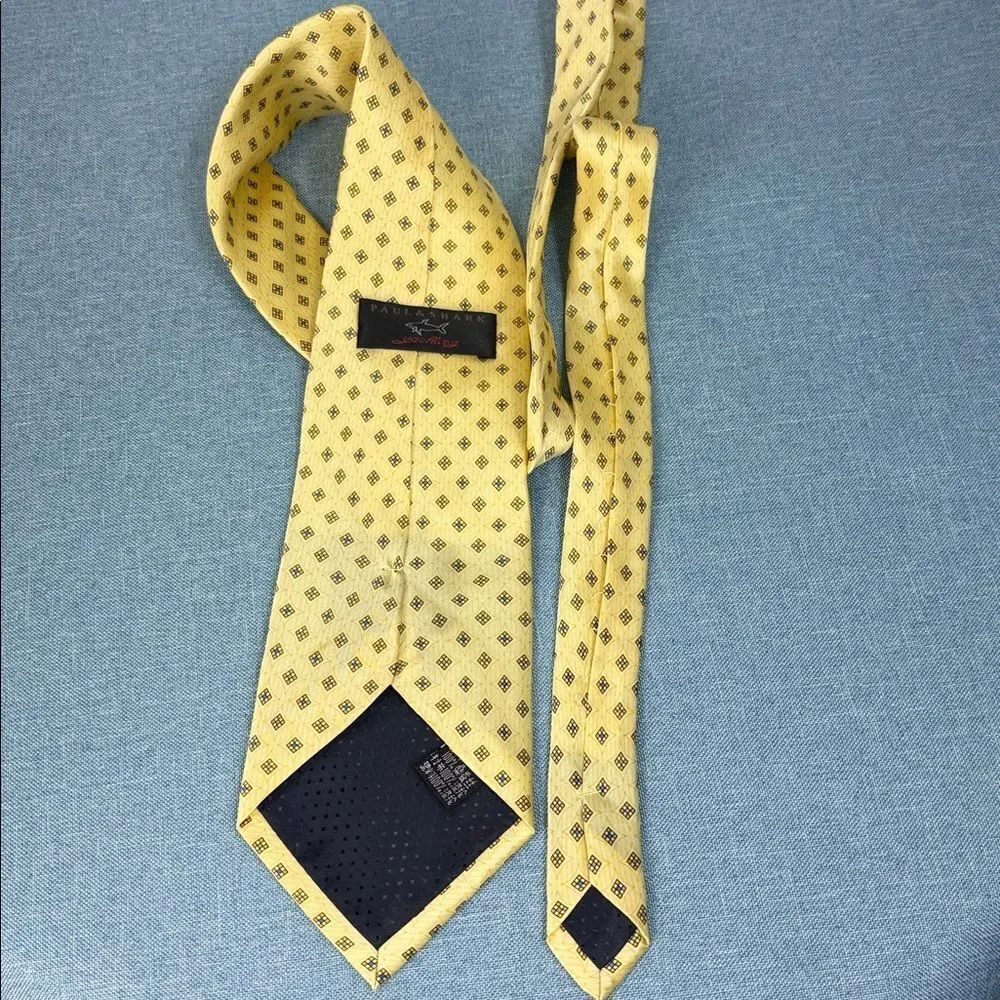 Paul & Shark Yachting Yellow Silk Necktie Geometric Print
